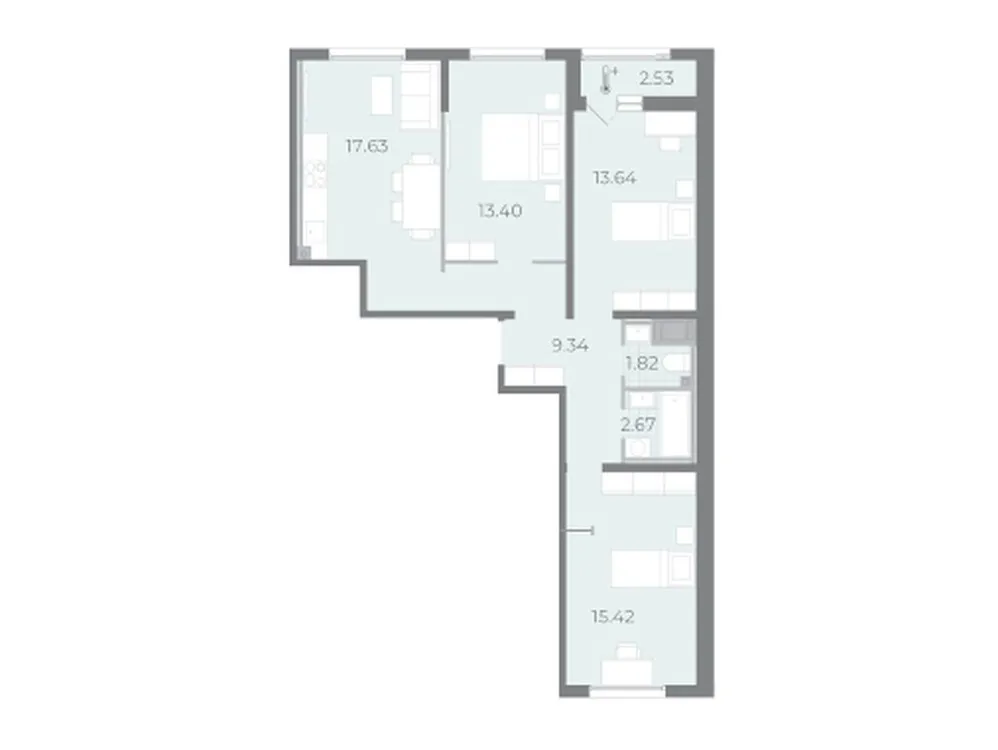 Продается 3-комнатная квартира, 74,7 м² - Фото 1