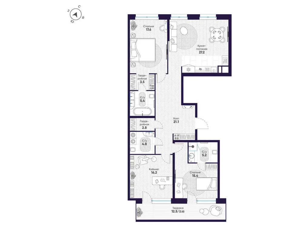 Продается 3-комнатная квартира, 123 м² - Фото 1