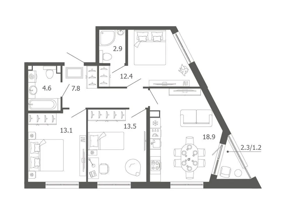 Продается 3-комнатная квартира, 74,5 м² - Фото 1
