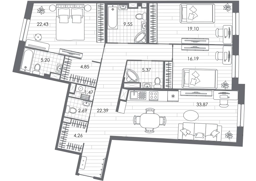 Продается 3-комнатная квартира, 150,2 м² - Фото 1