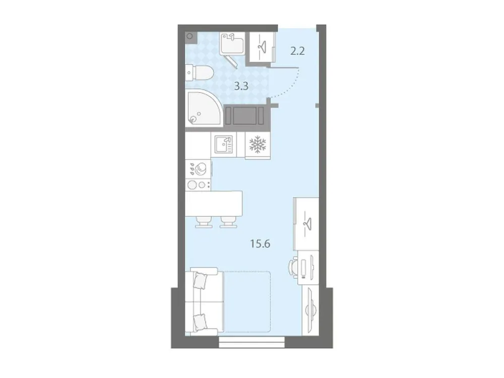 Продается студия, 21,1 м² - Фото 3