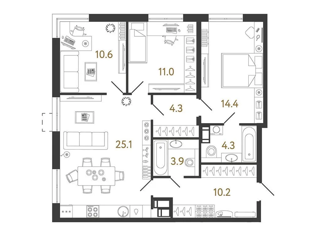 Продается 3-комнатная квартира, 83,8 м² - Фото 1