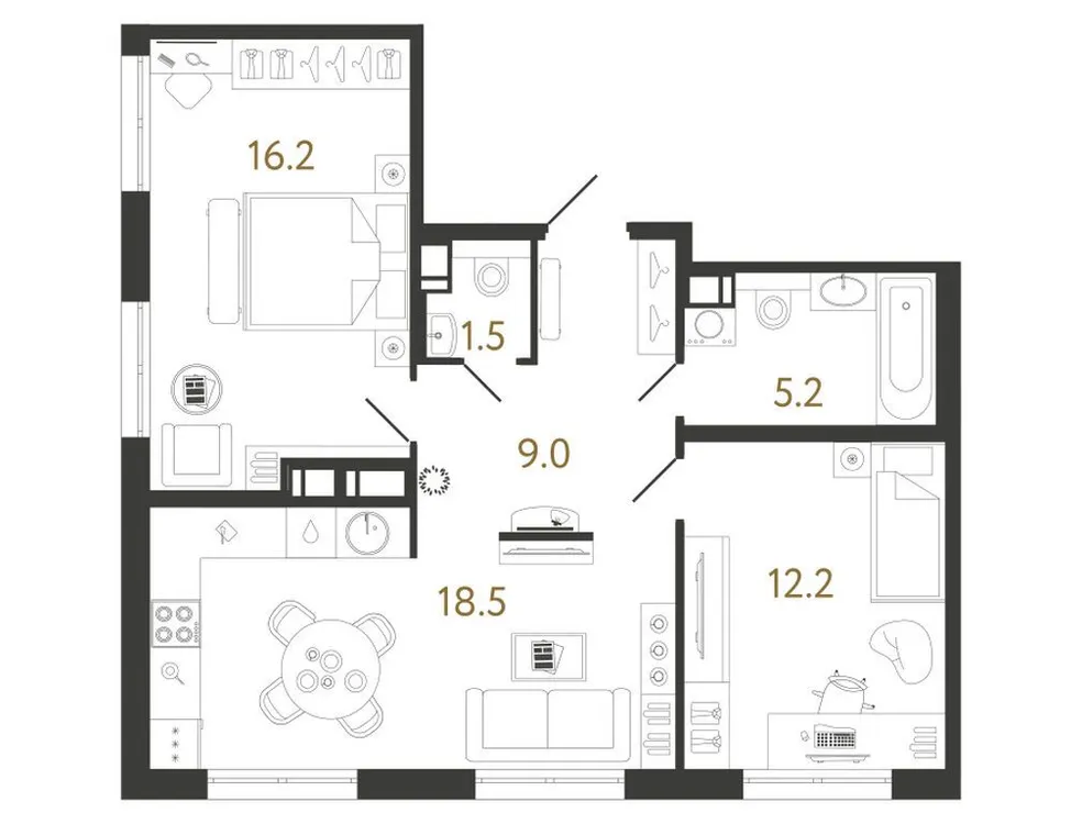 Продается 2-комнатная квартира, 62,6 м² - Фото 1