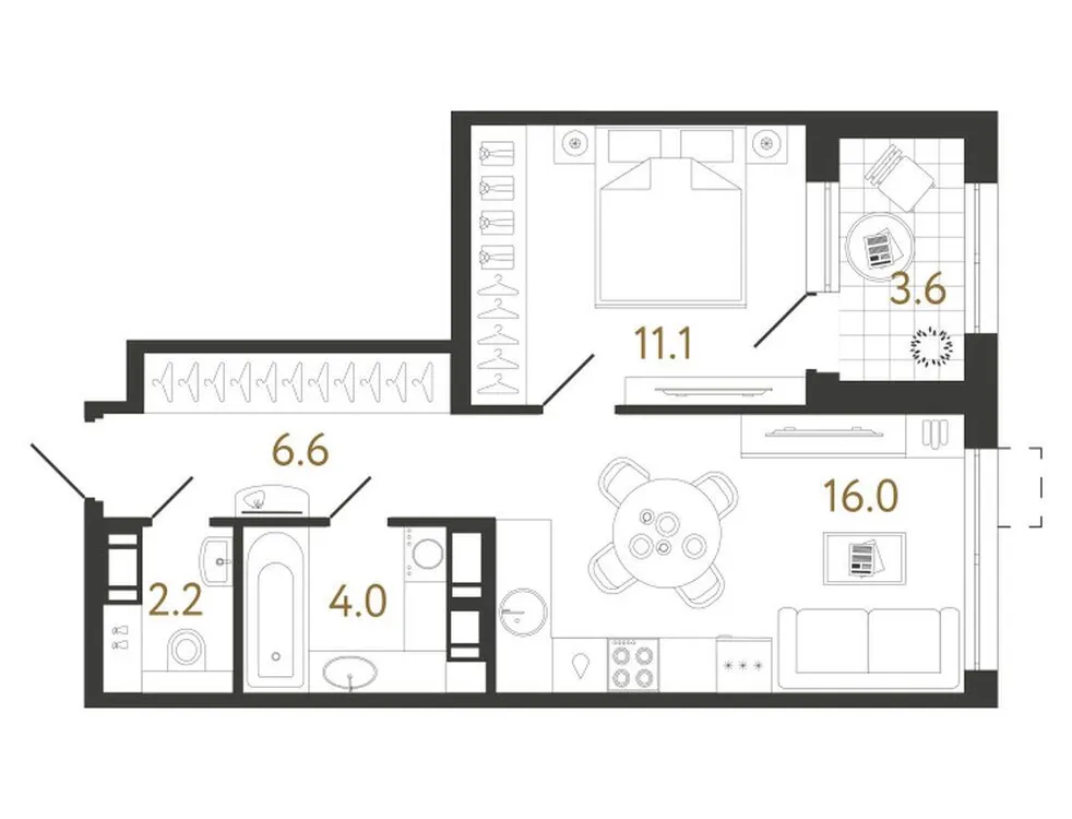 Продается 1-комнатная квартира, 39,9 м² - Фото 1