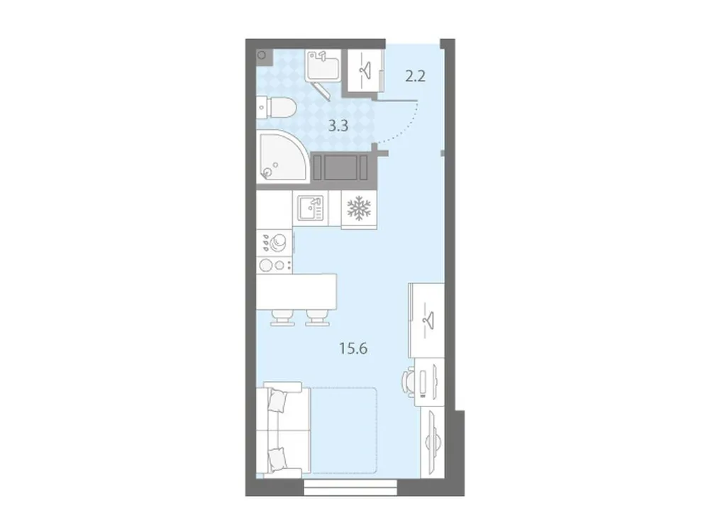 Продается студия, 21,1 м² - Фото 3