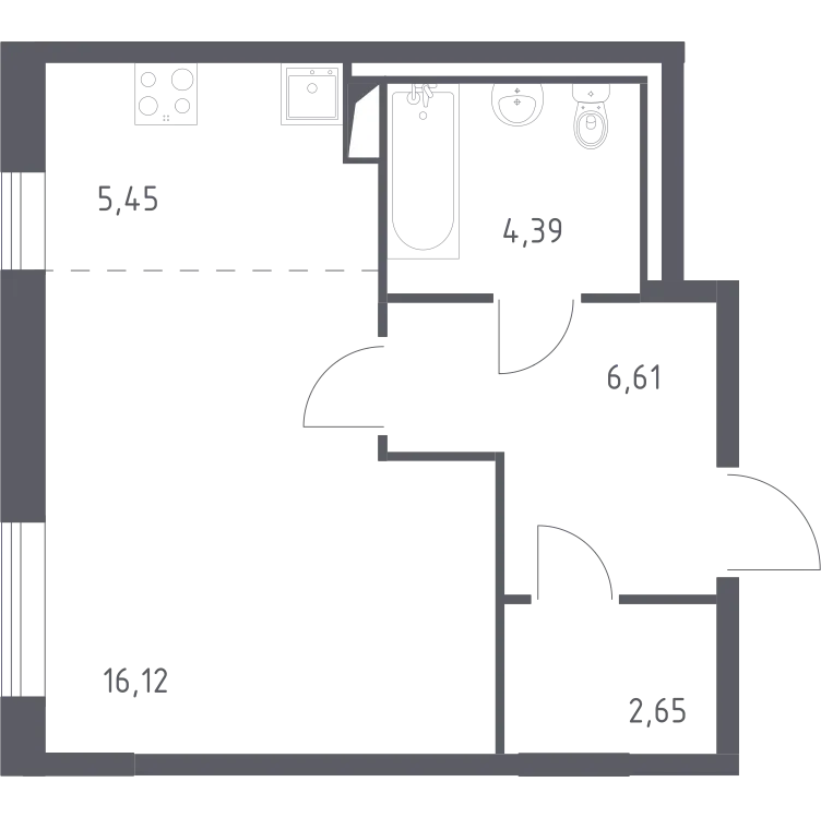 Продается студия, 34,8 м² - Фото 1