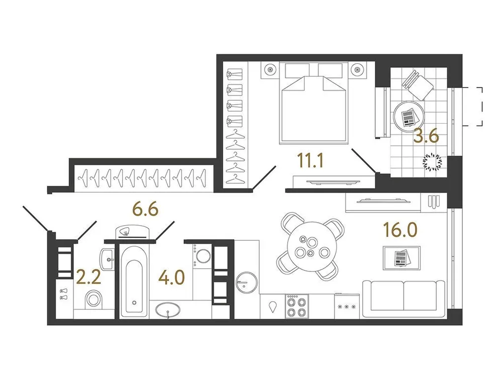 Продается 1-комнатная квартира, 39,9 м² - Фото 2