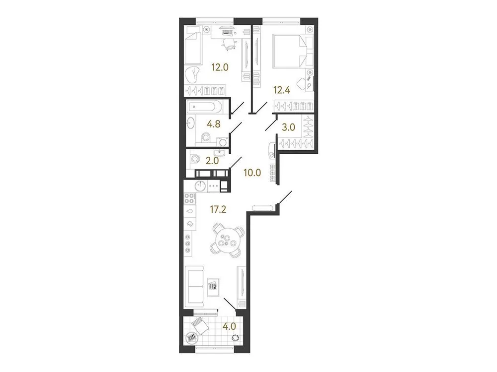 Продается 2-комнатная квартира, 61,4 м² - Фото 1