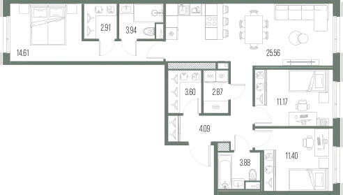 Продается 3-комнатная квартира, 88,7 м² - Фото 1