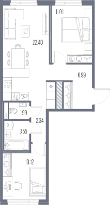 Продается 2-комнатная квартира, 58,4 м² - Фото 1