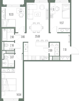Продается 3-комнатная квартира, 83,7 м² - Фото 1
