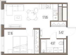 Продается 1-комнатная квартира, 40,4 м² - Фото 1