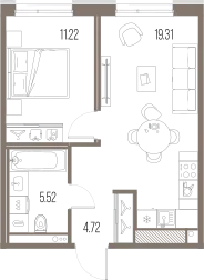 Продается 1-комнатная квартира, 40,8 м² - Фото 1