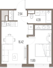 Продается 1-комнатная квартира, 35,6 м² - Фото 1