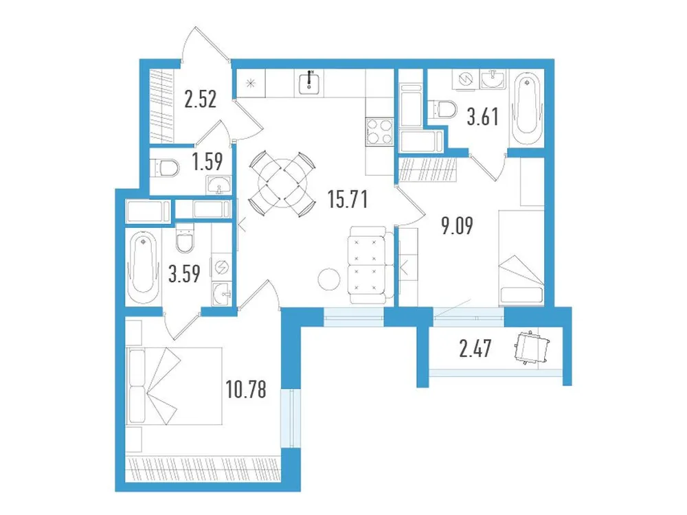 Продается 2-комнатная квартира, 47,6 м² - Фото 1