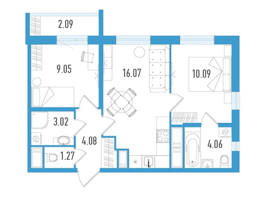Продается 2-комнатная квартира, 48,3 м² - Фото 1