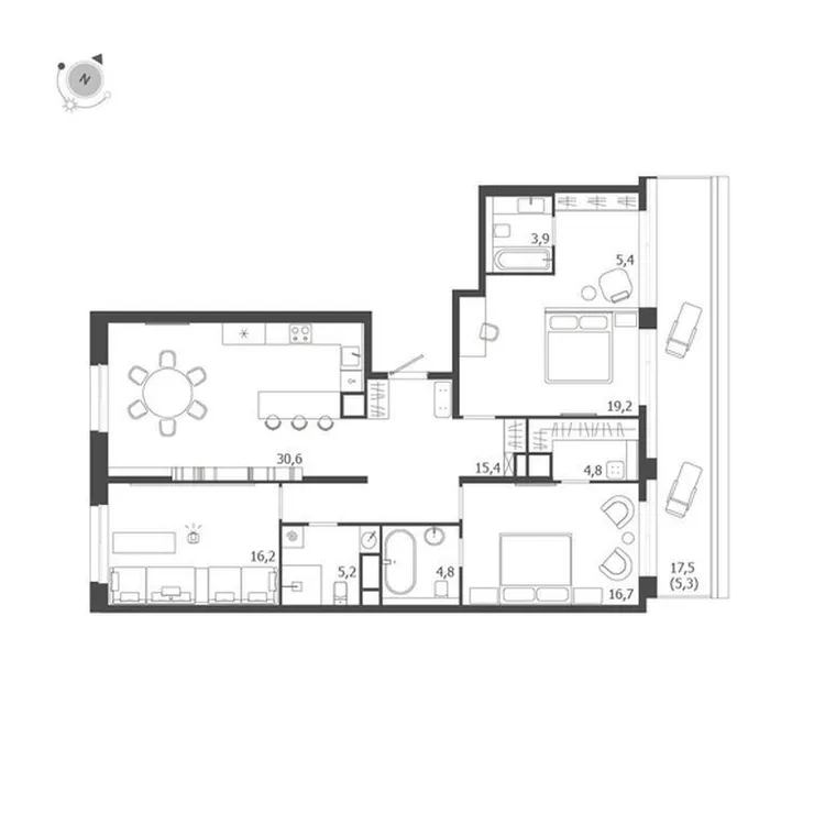 Продается 3-комнатная квартира, 127,5 м² - Фото 1