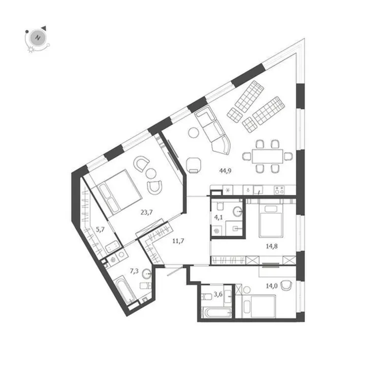 Продается 3-комнатная квартира, 129,8 м² - Фото 1