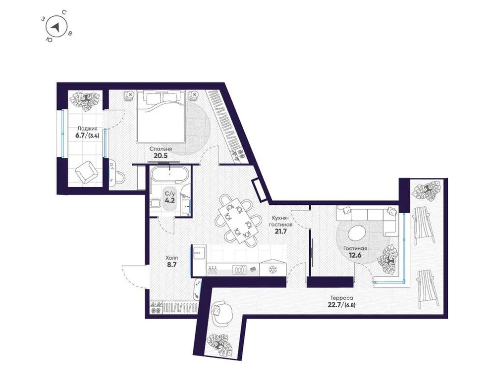 Продается 2-комнатная квартира, 77,9 м² - Фото 1
