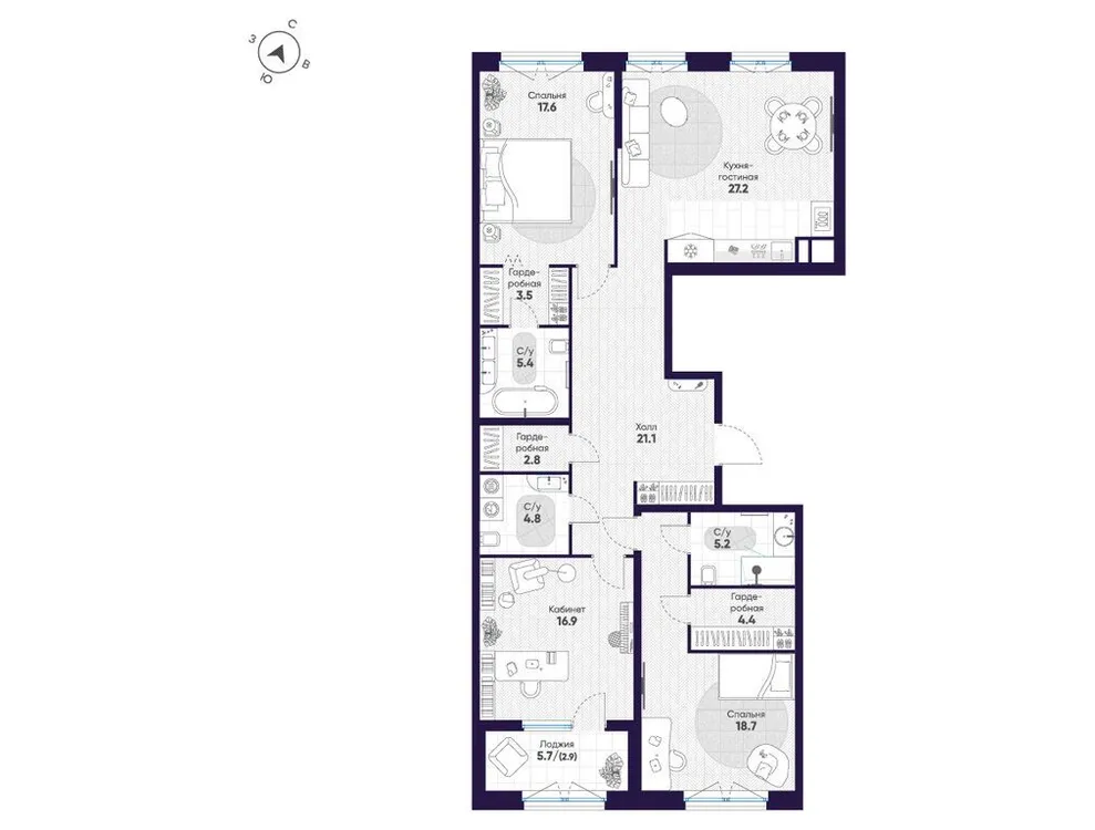 Продается 3-комнатная квартира, 130,5 м² - Фото 1