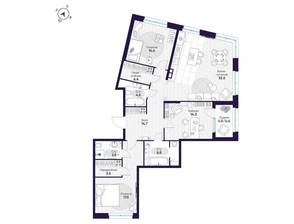 Продается 3-комнатная квартира, 119,1 м² - Фото 1