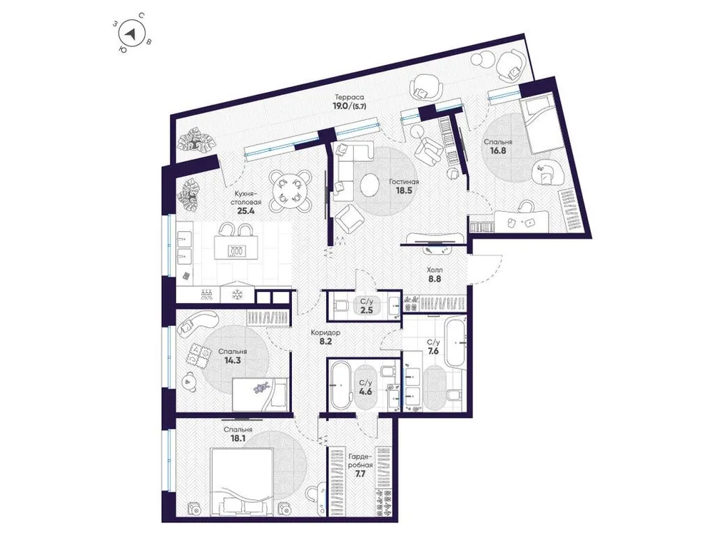 Продается 4-комнатная квартира, 138,2 м² - Фото 1