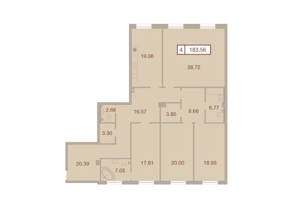 Продается 4-комнатная квартира, 183,7 м² - Фото 1