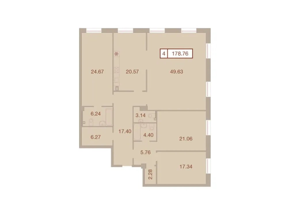 Продается 4-комнатная квартира, 178,4 м² - Фото 1