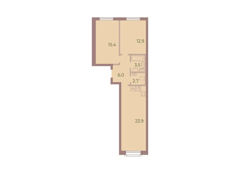 Продается 2-комнатная квартира, 64,3 м² - Фото 1