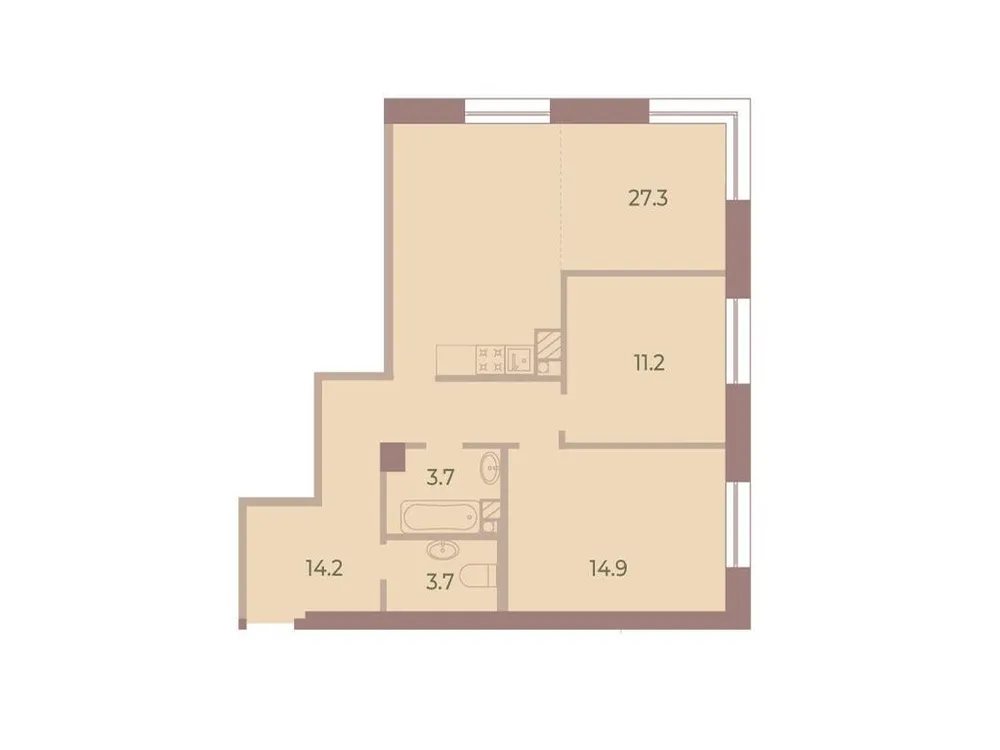Продается 2-комнатная квартира, 74,9 м² - Фото 1