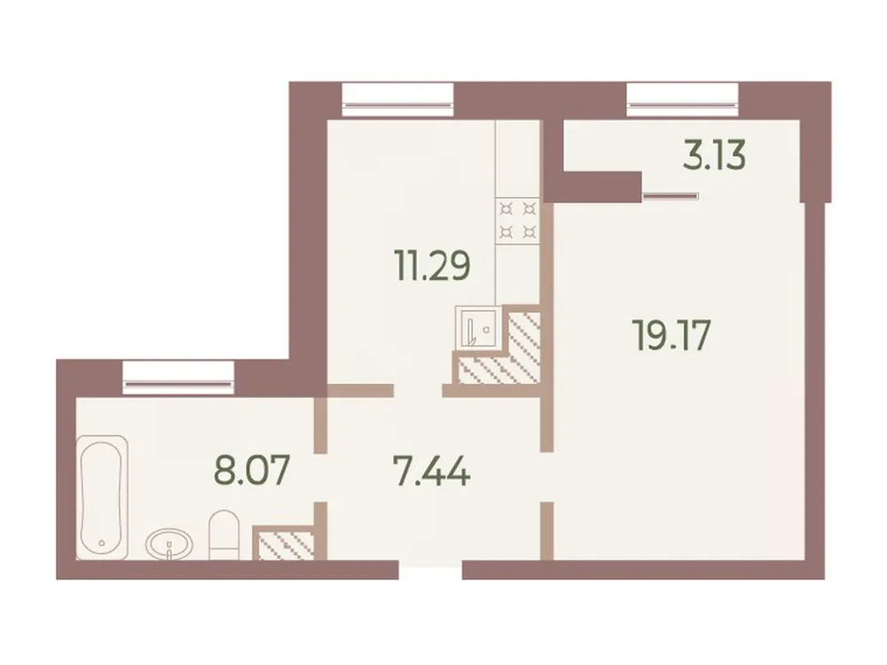 Продается 1-комнатная квартира, 47,6 м² - Фото 1