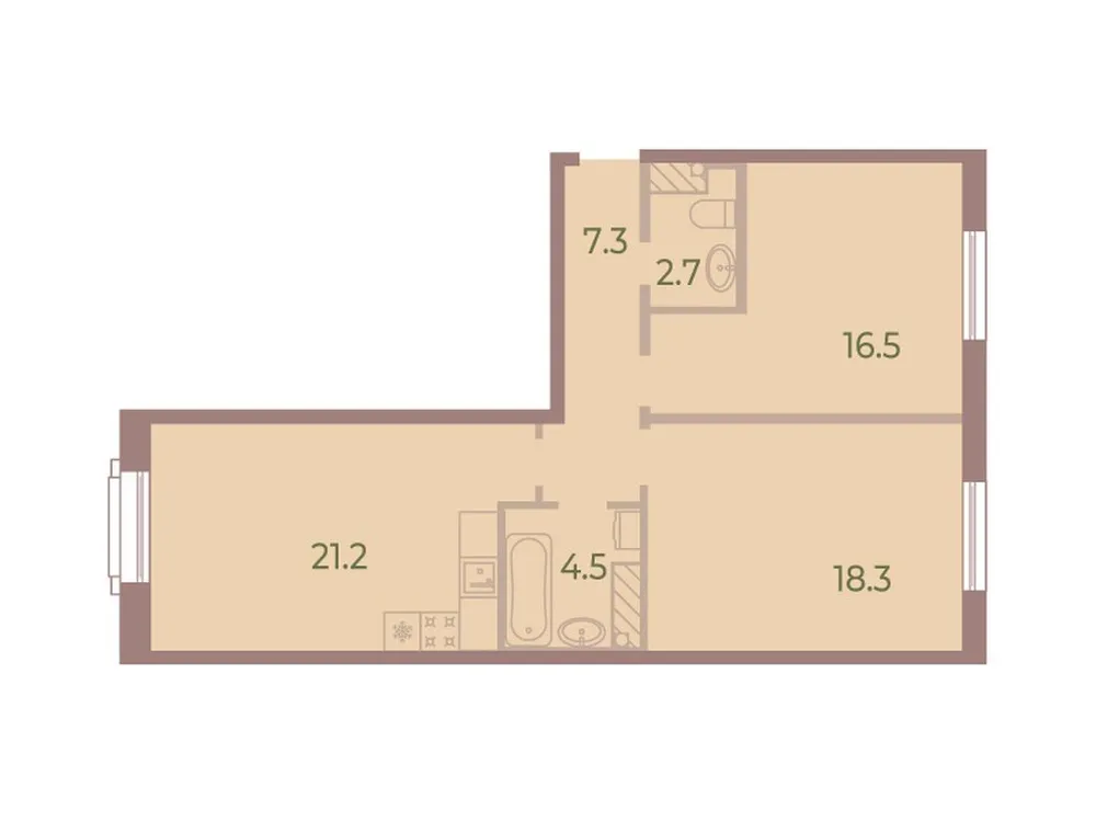 Продается 2-комнатная квартира, 70,4 м² - Фото 1