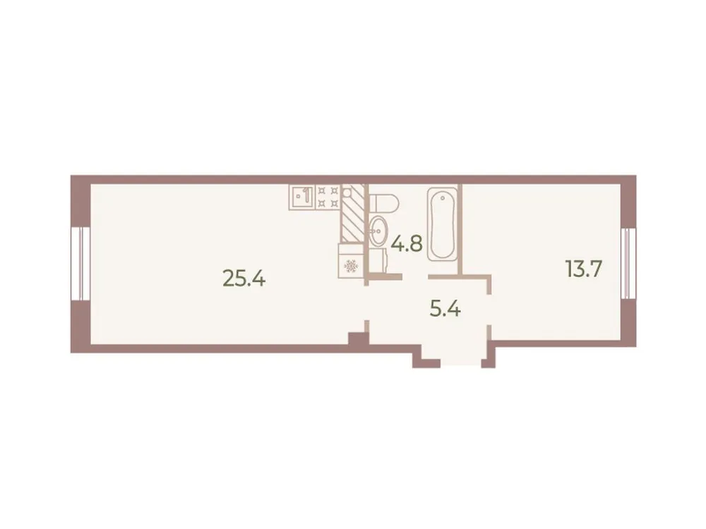 Продается 1-комнатная квартира, 49,2 м² - Фото 1