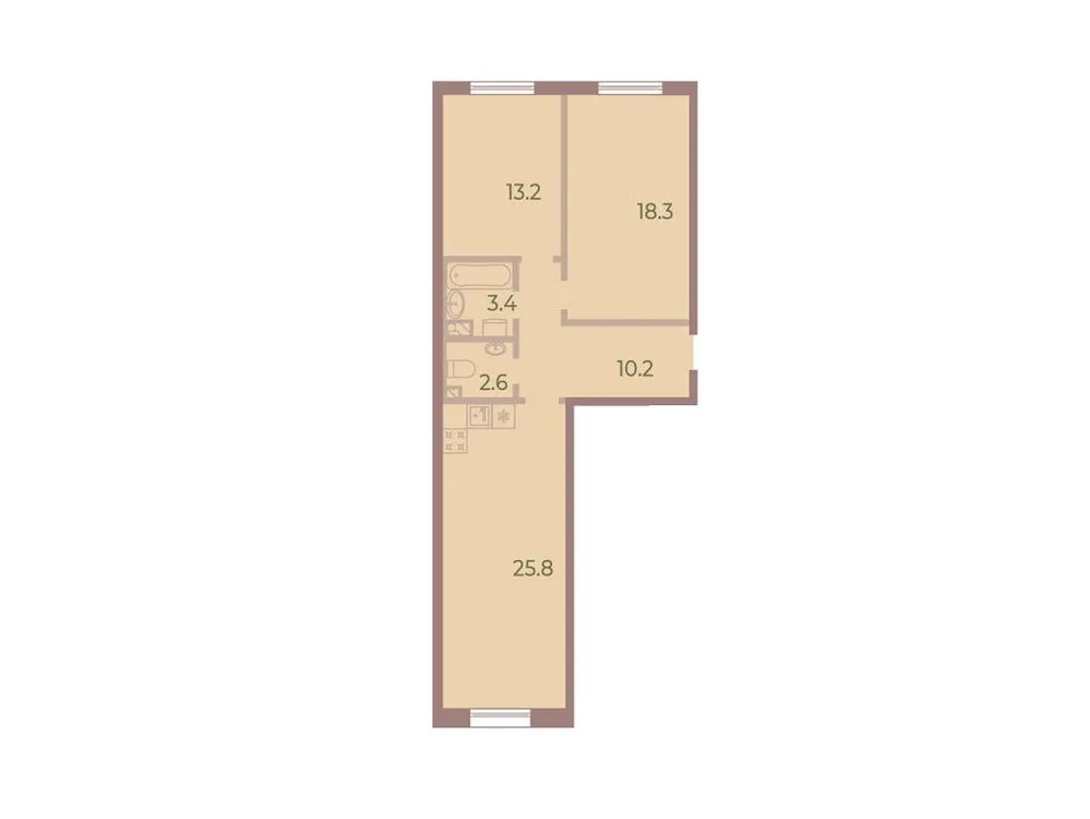 Продается 2-комнатная квартира, 73,1 м² - Фото 1