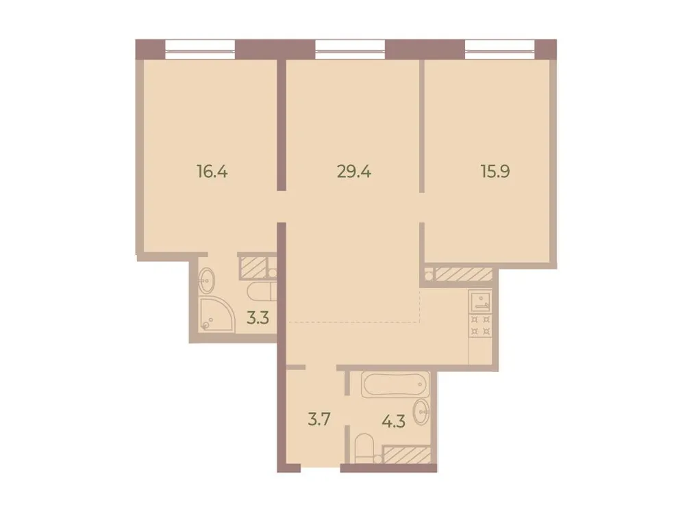 Продается 2-комнатная квартира, 72,8 м² - Фото 1