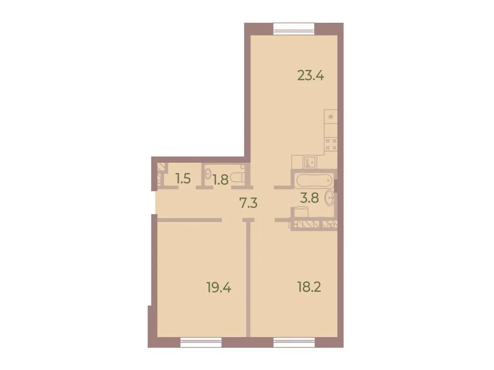Продается 2-комнатная квартира, 74,9 м² - Фото 1