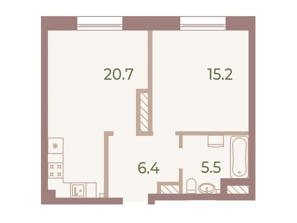 Продается 1-комнатная квартира, 47,5 м² - Фото 1