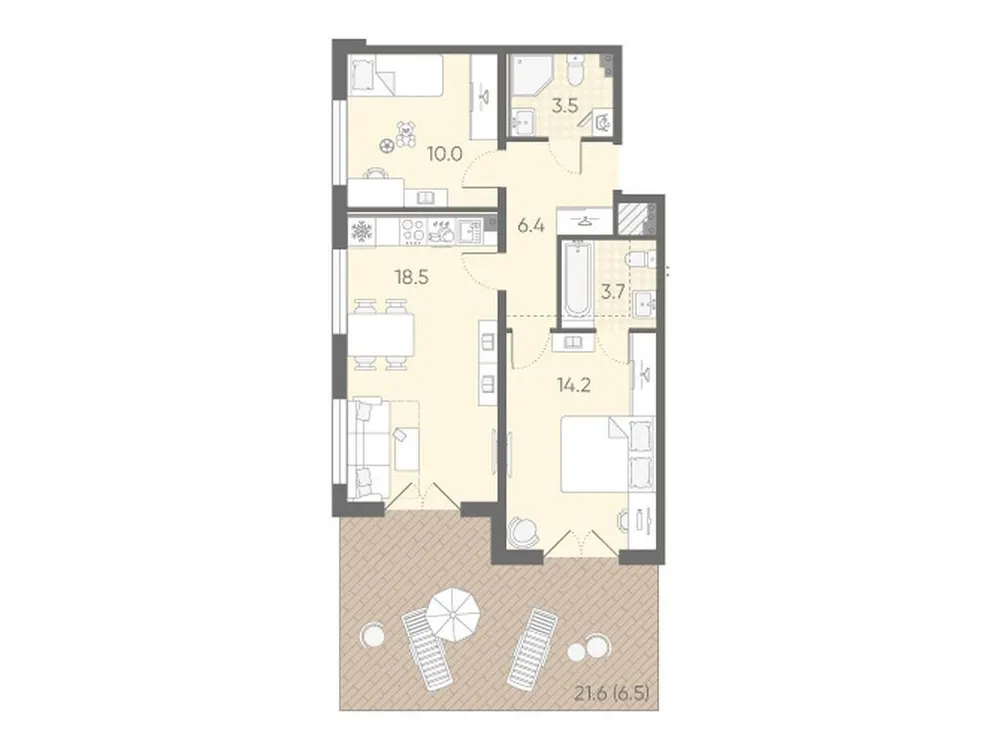 Продается 2-комнатная квартира, 62,8 м² - Фото 1