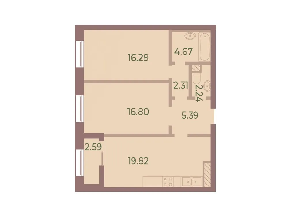 Продается 2-комнатная квартира, 69,1 м² - Фото 1