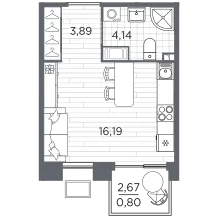 Продается студия, 25 м² - Фото 1