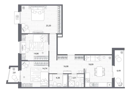 Продается 3-комнатная квартира, 99,1 м² - Фото 1