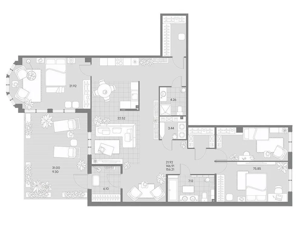Продается 3-комнатная квартира, 152,1 м² - Фото 1