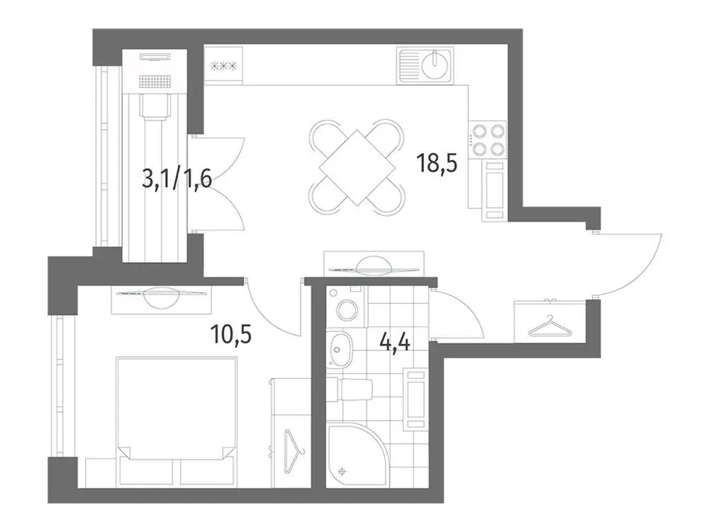 Продается 1-комнатная квартира, 34,9 м² - Фото 1