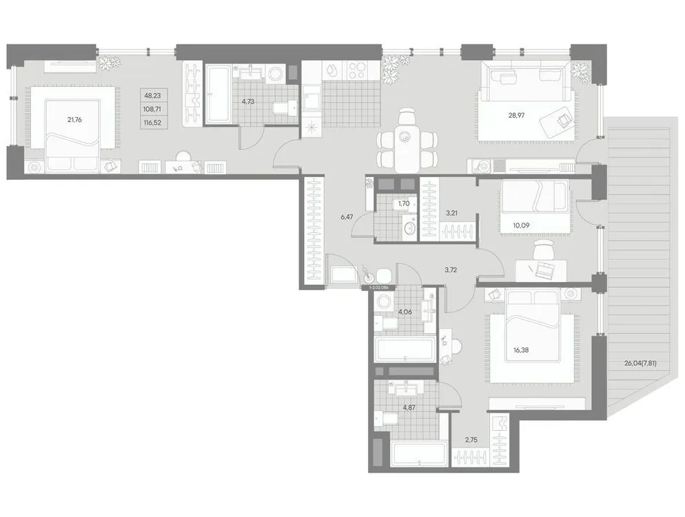 Продается 3-комнатная квартира, 116,5 м² - Фото 1