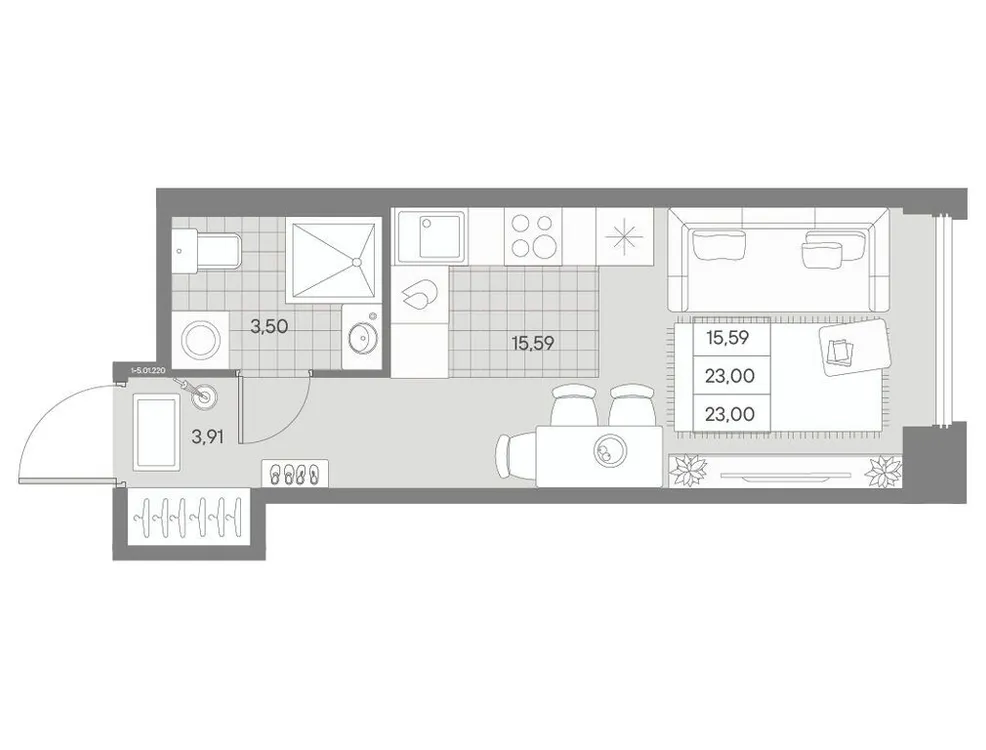Продается 1-комнатная квартира, 23 м² - Фото 2