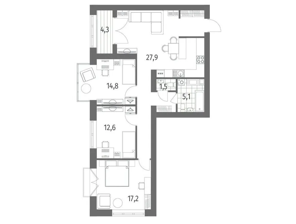 Продается 3-комнатная квартира, 96 м² - Фото 1