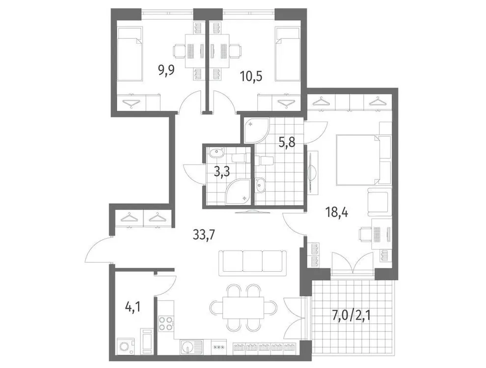 Продается 3-комнатная квартира, 87,8 м² - Фото 1