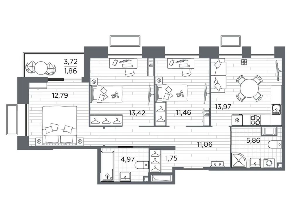 Продается 3-комнатная квартира, 77,1 м² - Фото 2