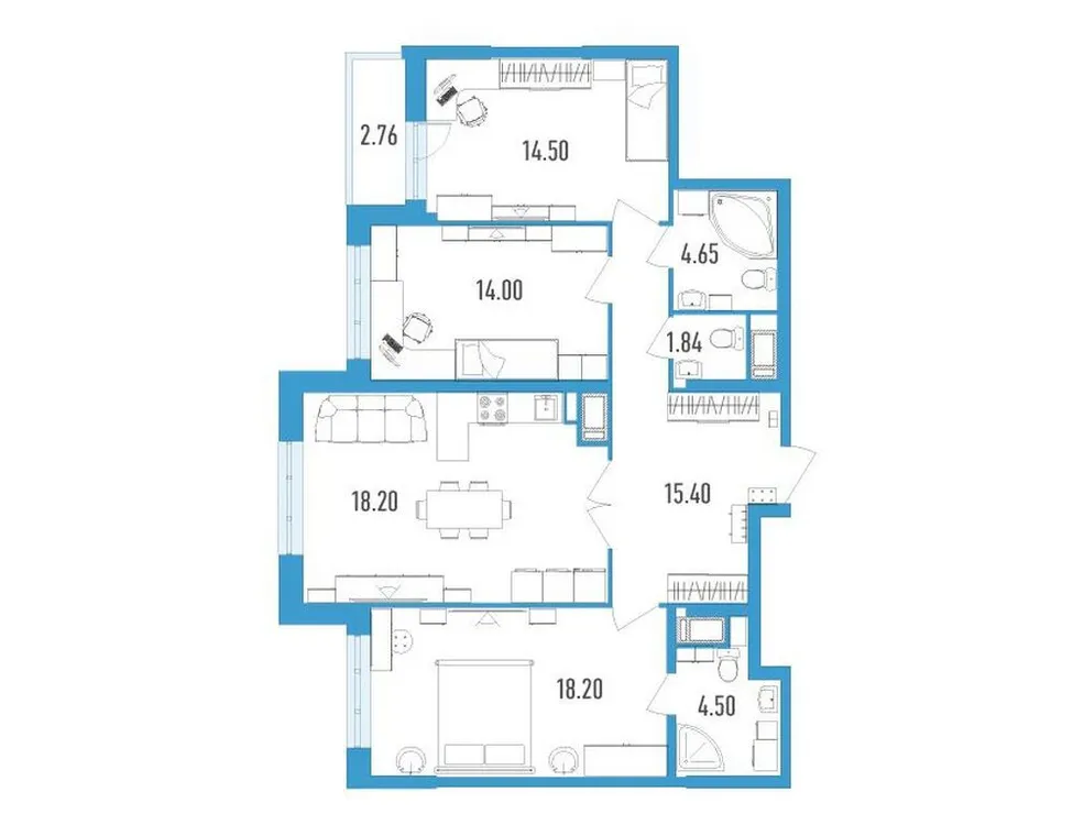 Продается 3-комнатная квартира, 97,4 м² - Фото 1