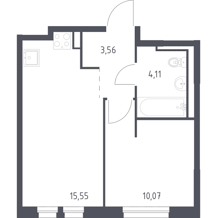 Продается 1-комнатная квартира, 33,3 м² - Фото 2